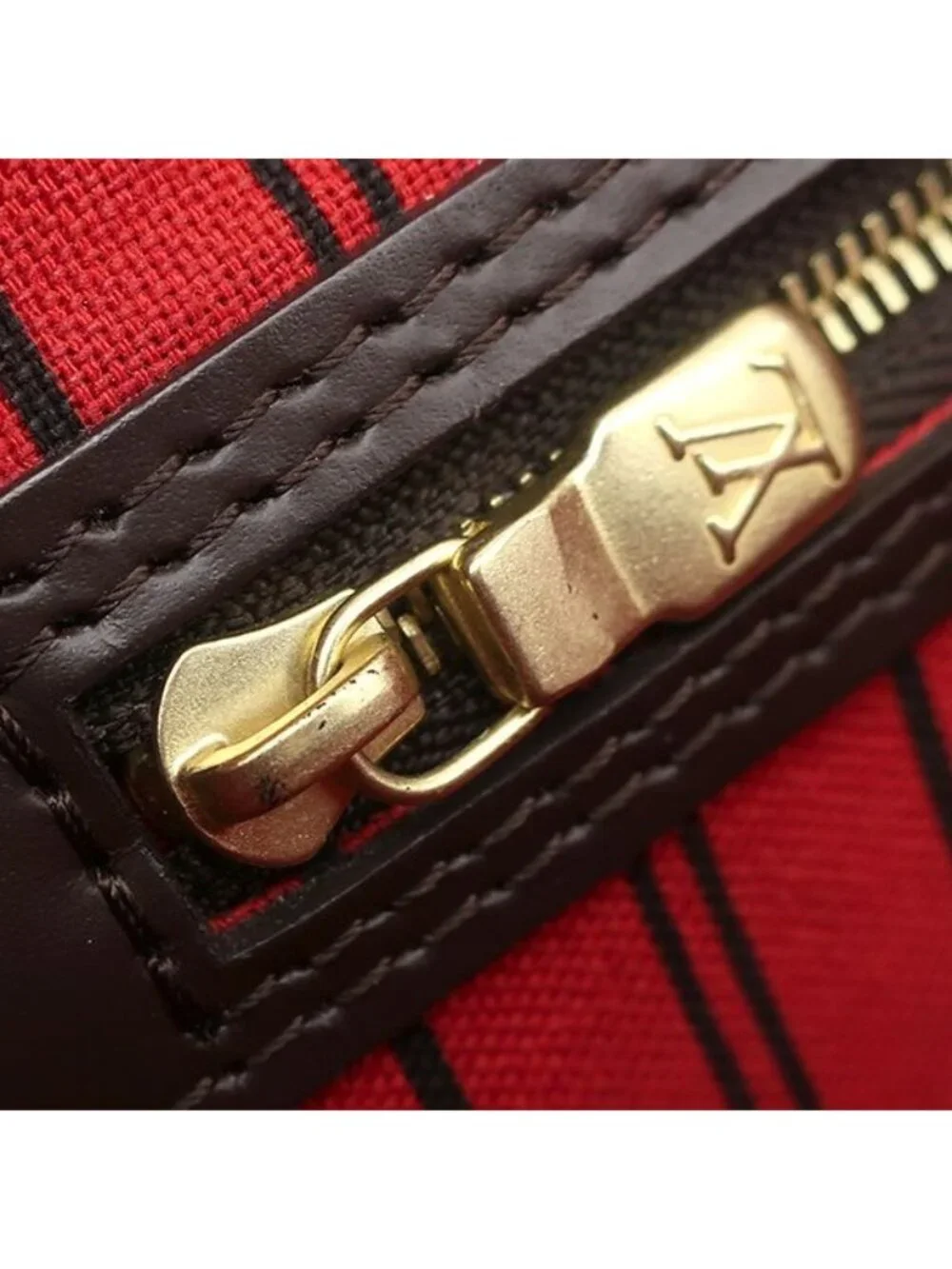 Louis Vuitton Tote Neverfull PM Damier Canvas Ebene Gold Brown